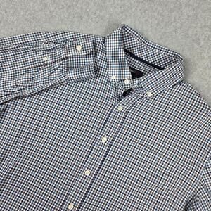 Johnnie-O Mens Large Blue Checkered Long Sleeve Button Down Shirt